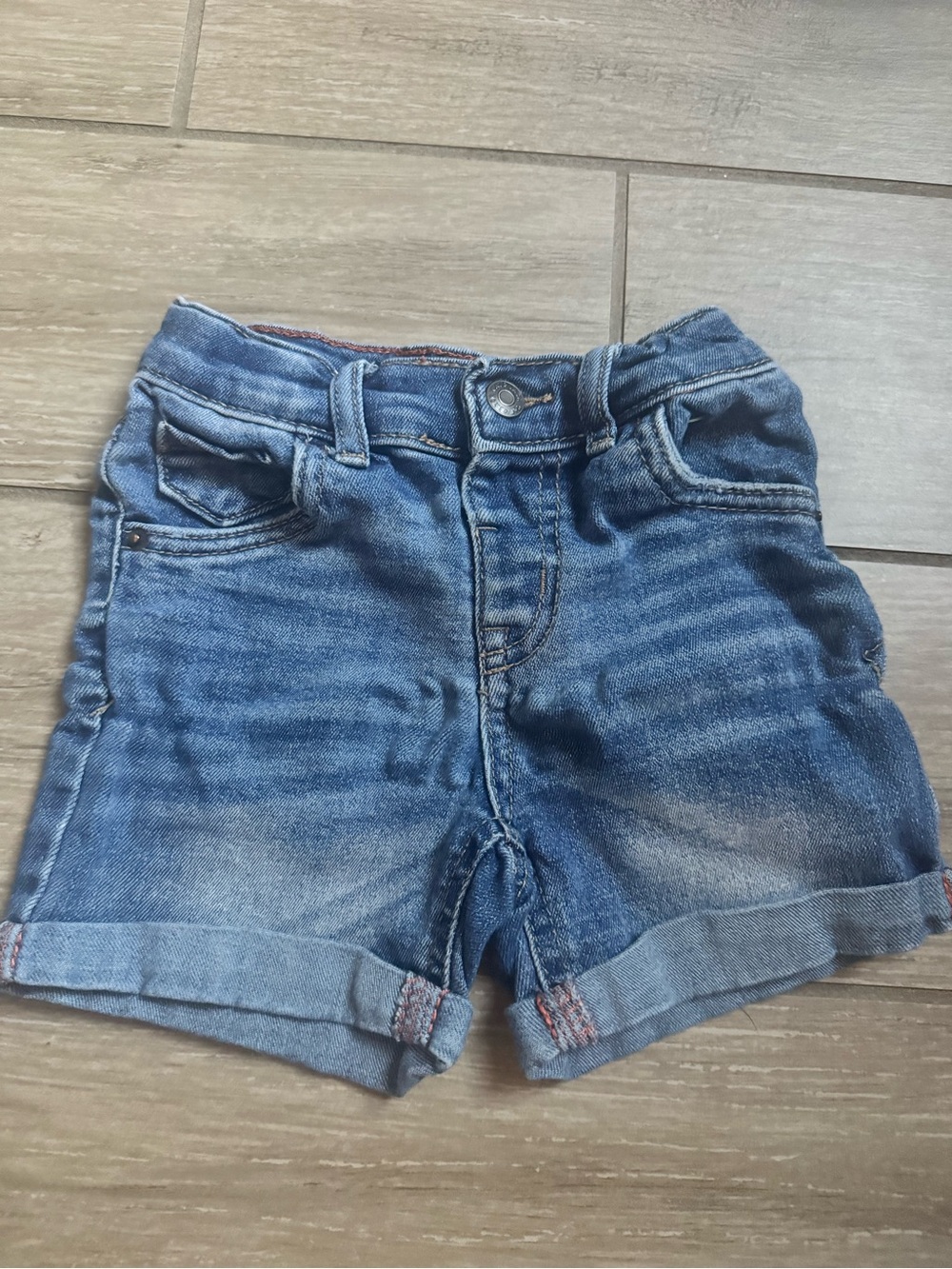 Cat & Jack Medium Wash Denim Roll-Cuff Shorts - Blue